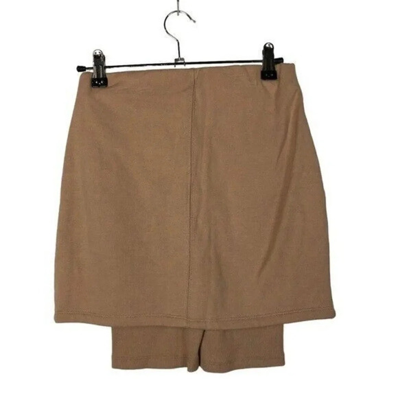 Zara Mauve Tan Ribbed Biker Mini Skort S - Picture 5 of 5
